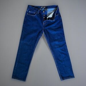 London Jean Women's Jeans Sz 2 Blue Button Fly Straight Dark Wash Denim Preppy